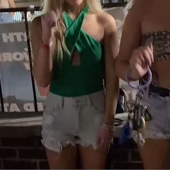 NBD emerald green wrap neck bodysuit - Picture 6 of 6